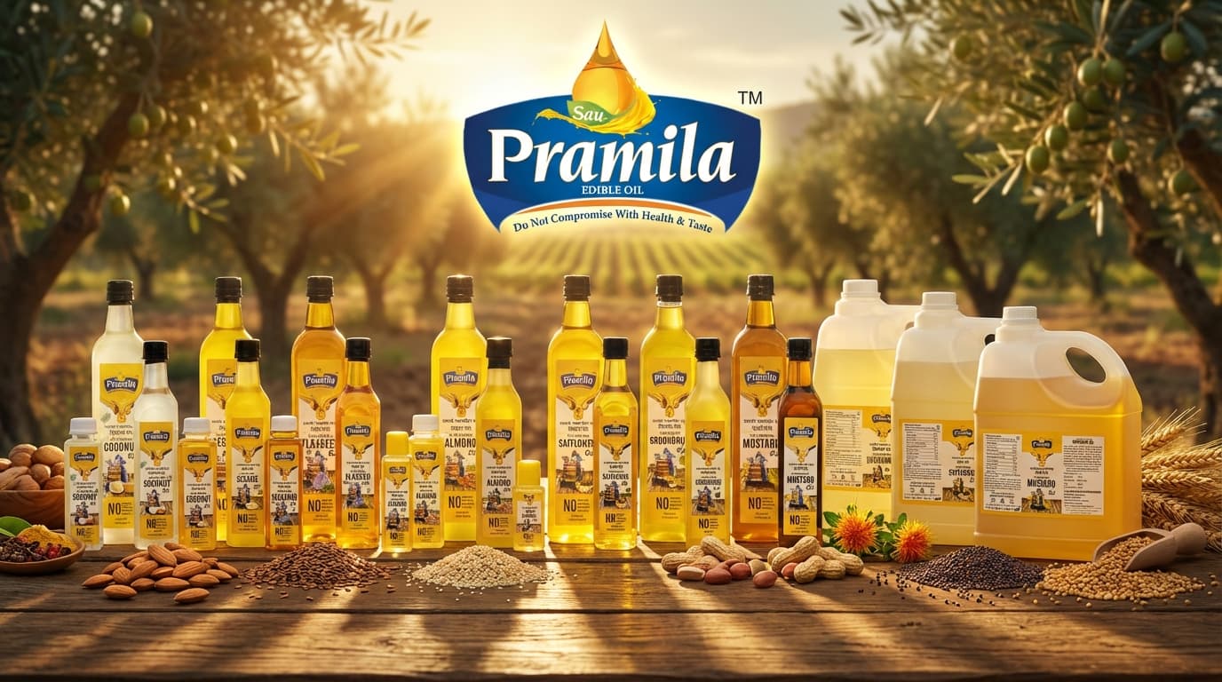 Full range of Sau Pramila cold-pressed oils with natural ingredients